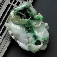 糯冰种飘翠缅甸翡翠人生如意挂件