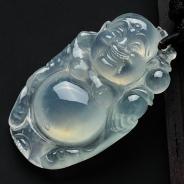 冰玻种缅甸翡翠逍遥佛挂件