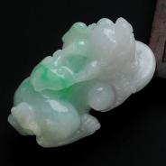 feicui糯冰种翠色缅甸翡翠貔貅挂件