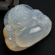 冰种黄翡缅甸翡翠玉佛挂件