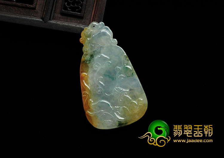 冰种黄翡飘花缅甸翡翠招财貔貅挂件