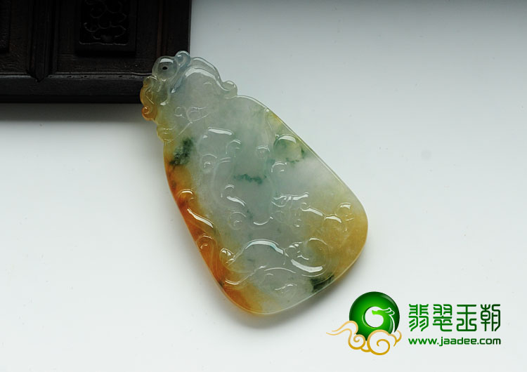 冰种黄翡飘花缅甸翡翠招财貔貅挂件