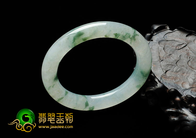 冰种飘花缅甸翡翠圆条手镯（54.2mm）