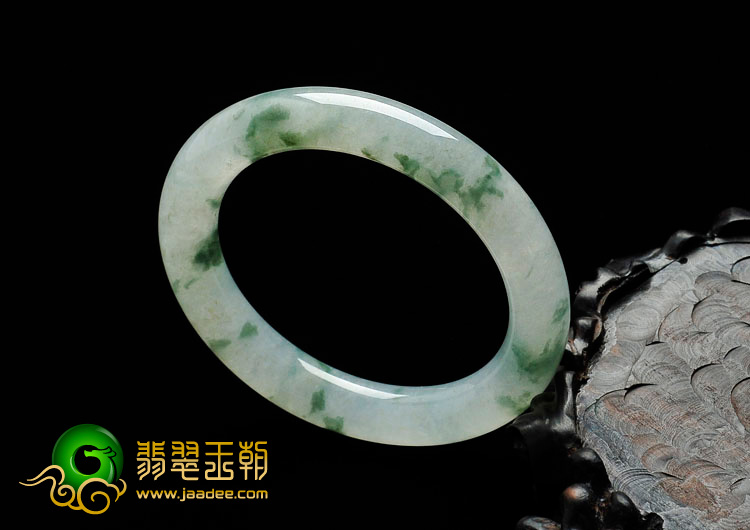 冰种飘花缅甸翡翠圆条手镯（54.2mm）