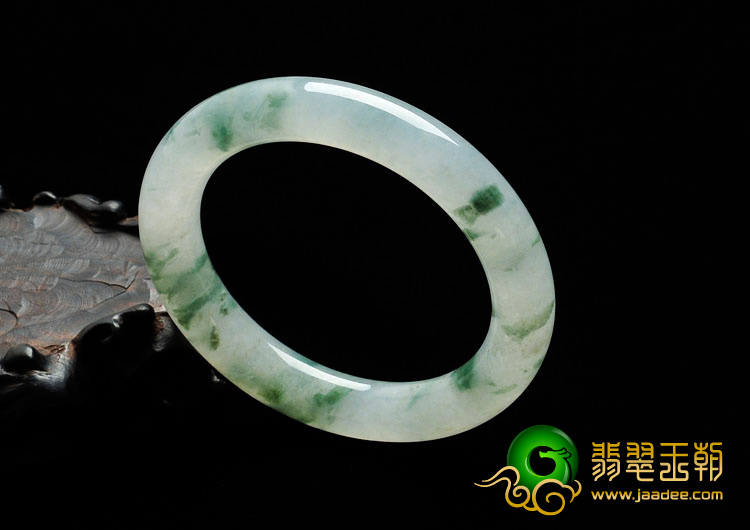 冰种飘花缅甸翡翠圆条手镯（54.2mm）