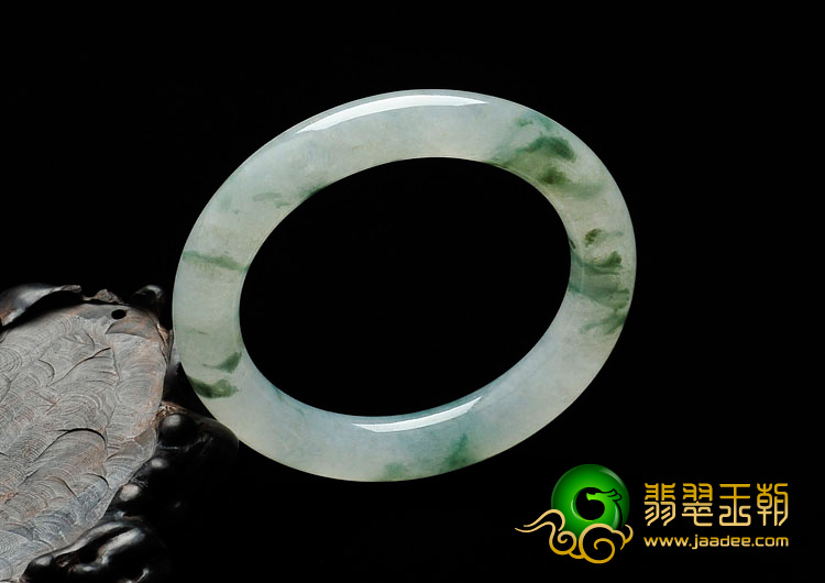 冰种飘花缅甸翡翠圆条手镯（54.2mm）