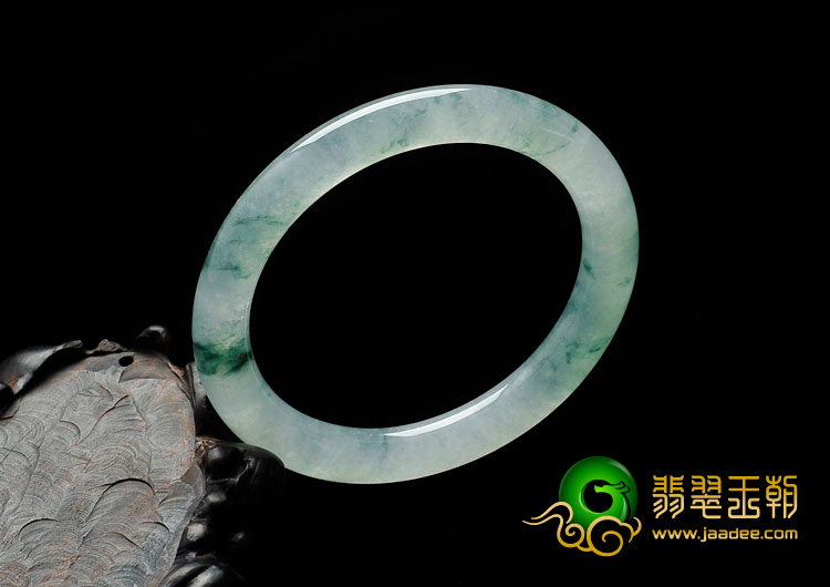 冰种飘花缅甸翡翠圆条手镯（56.4mm）