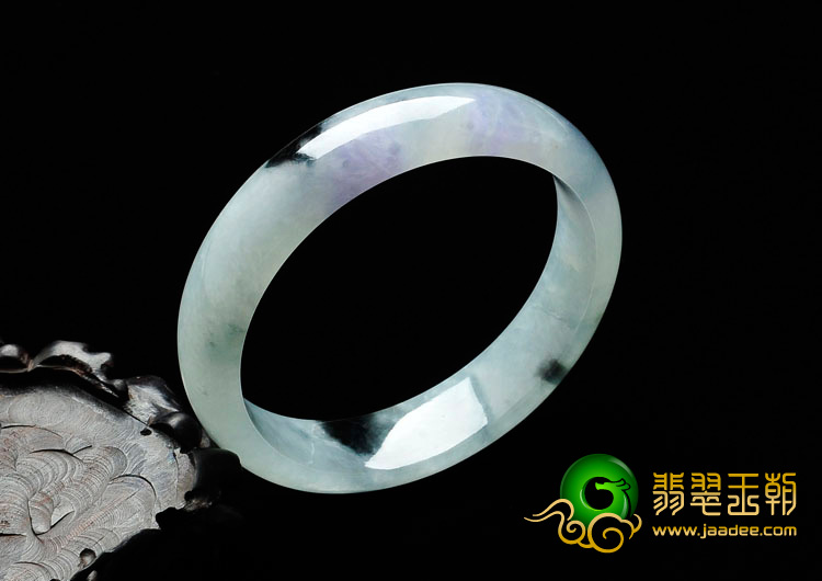 糯冰种飘花略带紫罗兰缅甸翡翠手镯（56.4mm）