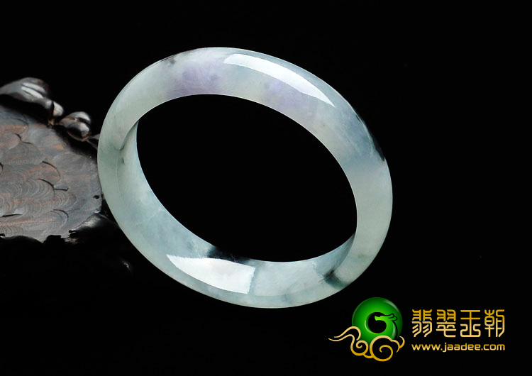糯冰种飘花略带紫罗兰缅甸翡翠手镯（56.4mm）