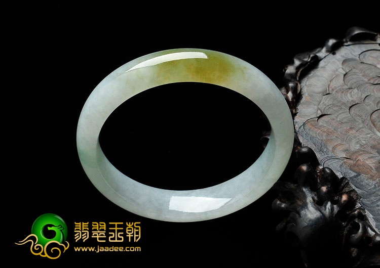 糯冰种晴水带褐黄翡缅甸翡翠手镯（56.3mm）