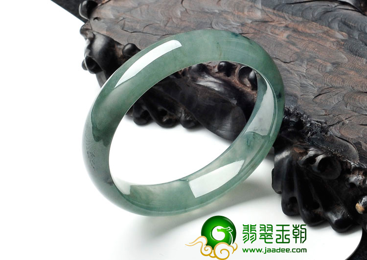 冰种蓝晴水飘花缅甸翡翠手镯（54.4mm）