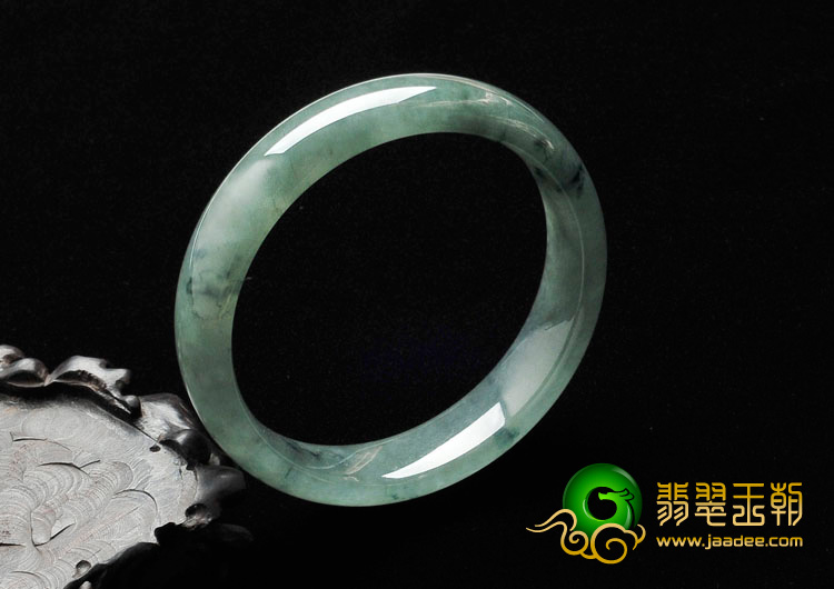 冰种蓝晴水飘花缅甸翡翠手镯（54.4mm）