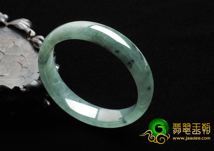 冰种蓝晴水飘花缅甸翡翠手镯（54.4mm）