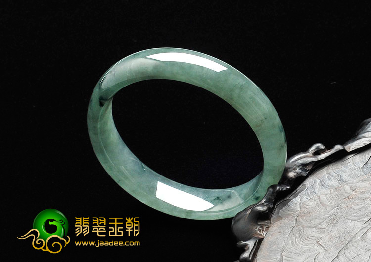 冰种蓝晴水飘花缅甸翡翠手镯（54.4mm）