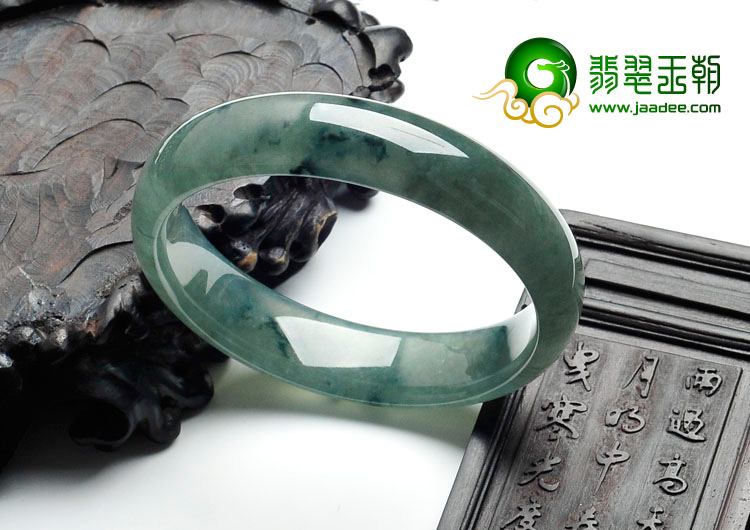 冰种蓝晴水飘花缅甸翡翠手镯（54.4mm）