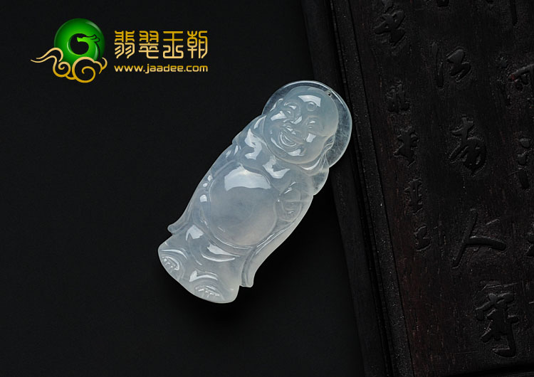 冰种淡晴水缅甸翡翠站佛挂件