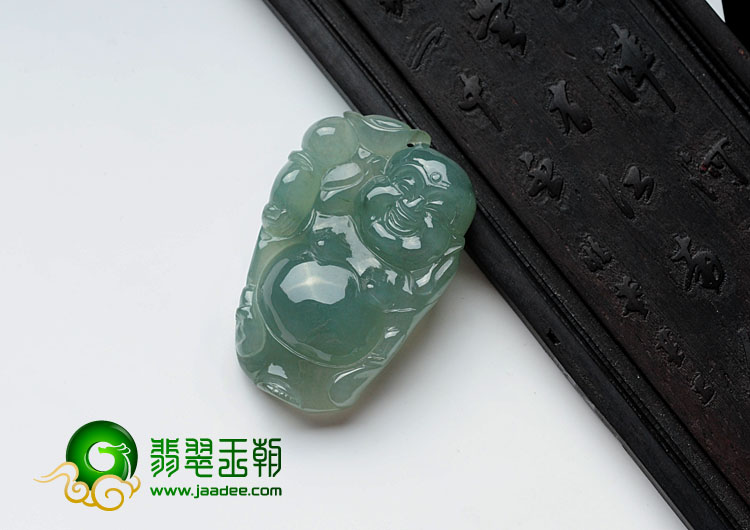(超值推荐)冰种蓝晴水缅甸翡翠逍遥佛挂件