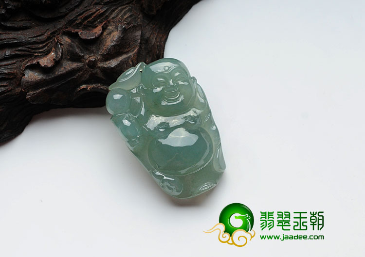 (超值推荐)冰种蓝晴水缅甸翡翠逍遥佛挂件