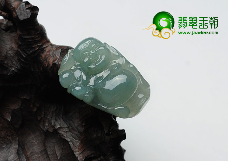 (超值推荐)冰种蓝晴水缅甸翡翠逍遥佛挂件