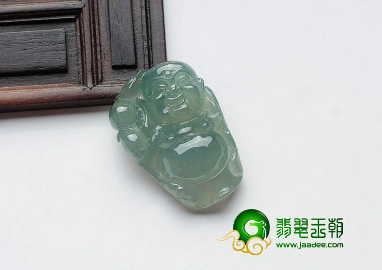 冰种蓝晴水缅甸翡翠逍遥佛挂件