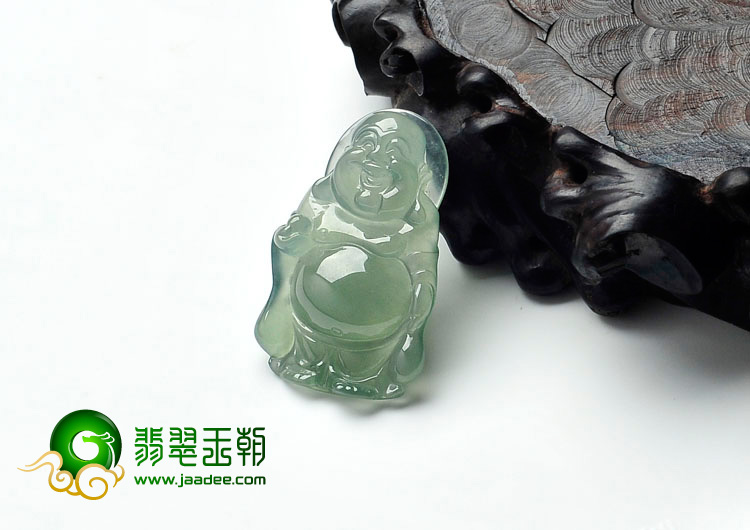 冰玻种晴水缅甸翡翠站佛挂件