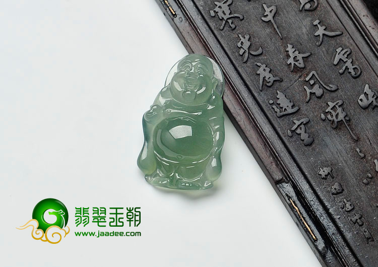 冰玻种晴水缅甸翡翠站佛挂件