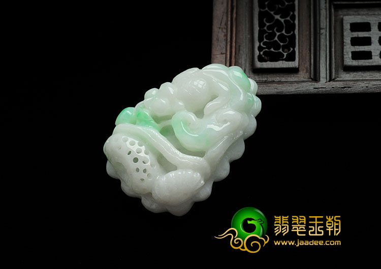 细糯种飘翠缅甸翡翠金玉满堂挂件