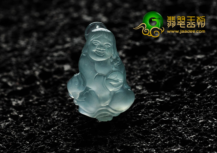 玻璃种蓝晴水缅甸翡翠刘海戏金蟾挂件