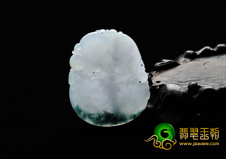 冰种淡紫罗兰飘花缅甸翡翠年年有余挂件