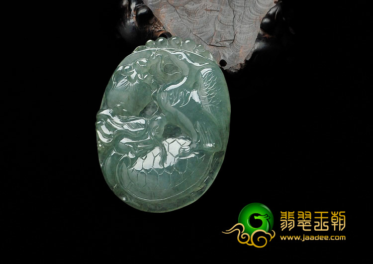 冰种晴水缅甸翡翠独占鳌头挂件
