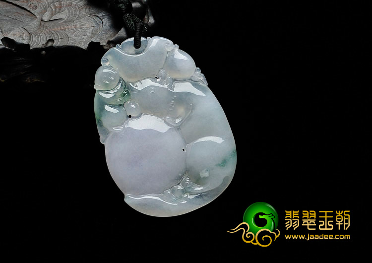 冰种紫罗兰飘花缅甸翡翠玉鼠运财挂件