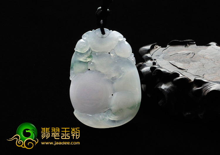 冰种紫罗兰飘花缅甸翡翠玉鼠运财挂件