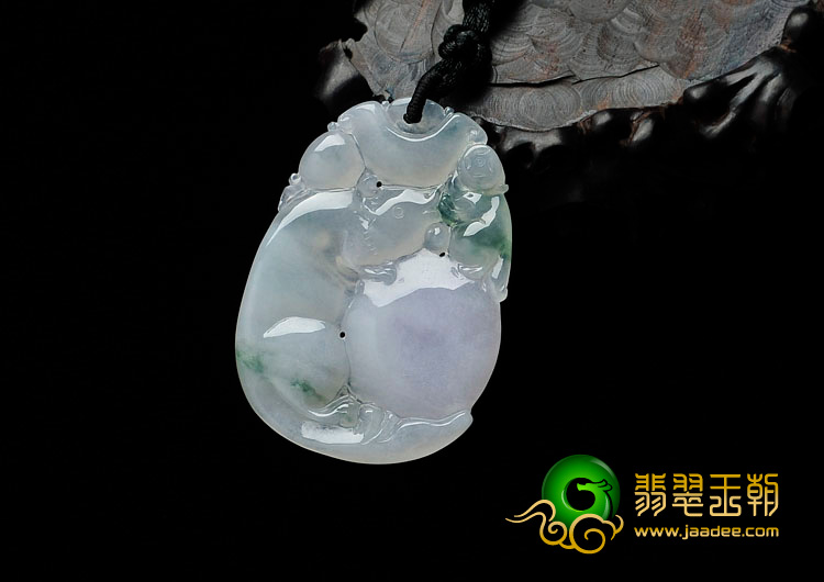 冰种紫罗兰飘花缅甸翡翠玉鼠运财挂件