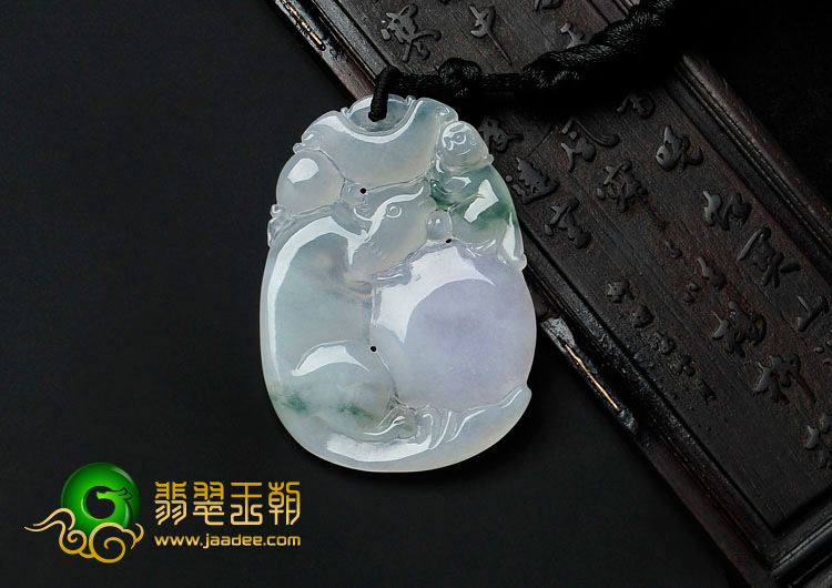 冰种紫罗兰飘花缅甸翡翠玉鼠运财挂件