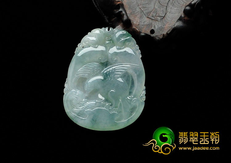 冰种飘花缅甸翡翠大展鸿图挂件