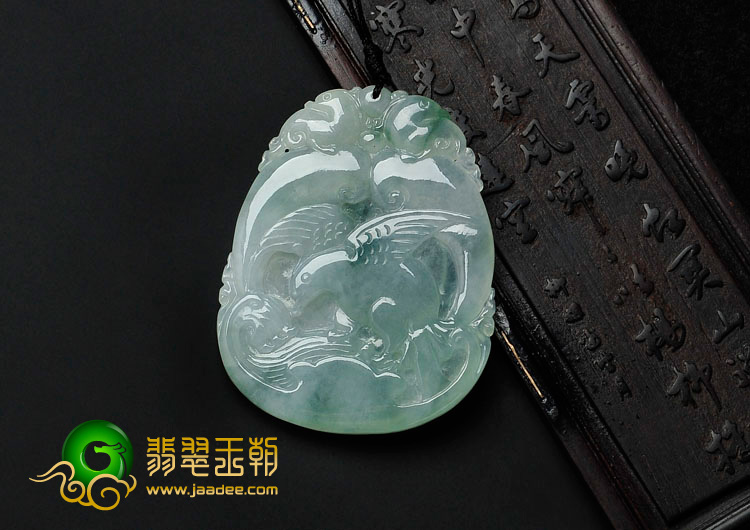 冰种飘花缅甸翡翠大展鸿图挂件