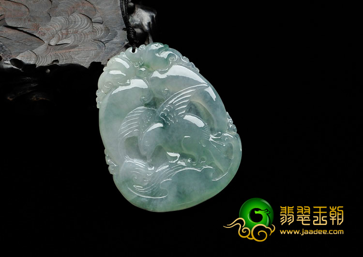 冰种飘花缅甸翡翠大展鸿图挂件
