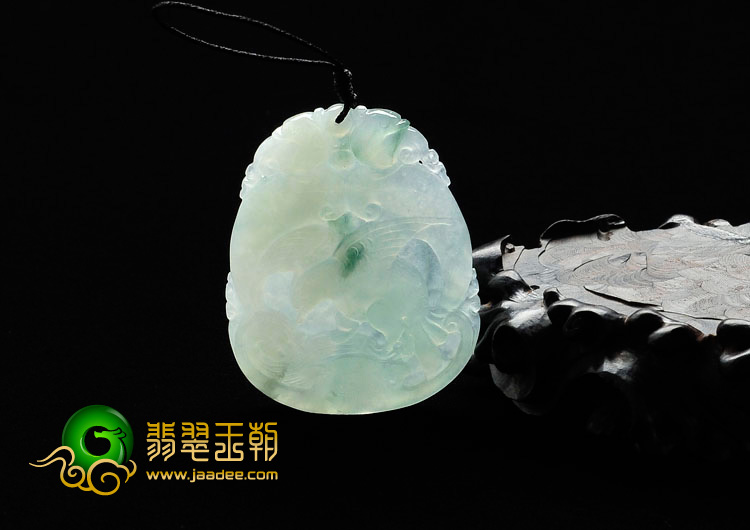 冰种飘花缅甸翡翠大展鸿图挂件