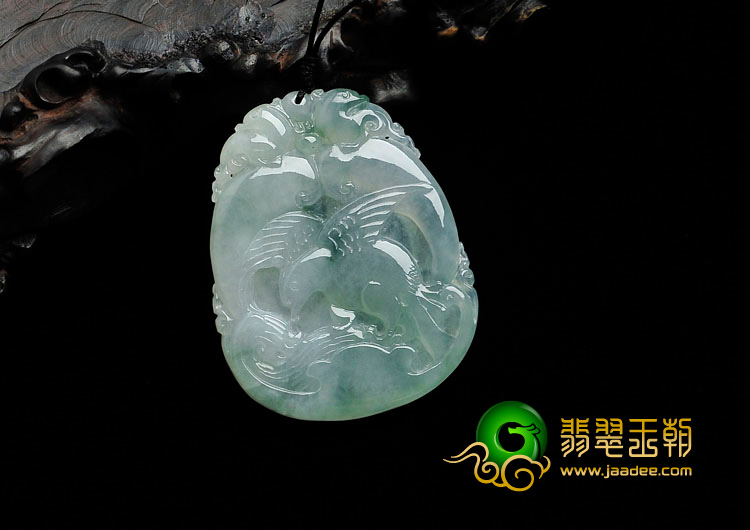 冰种飘花缅甸翡翠大展鸿图挂件