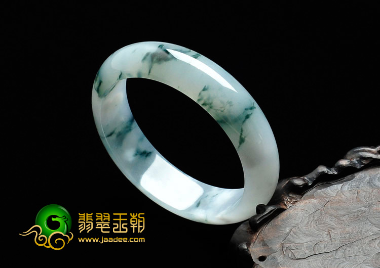 冰种飘花缅甸翡翠手镯（57mm）