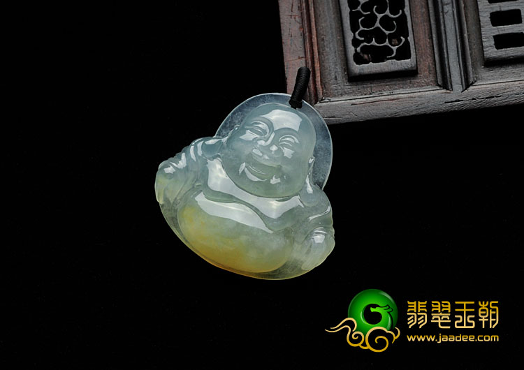 冰种淡黄翡缅甸翡翠玉佛挂件