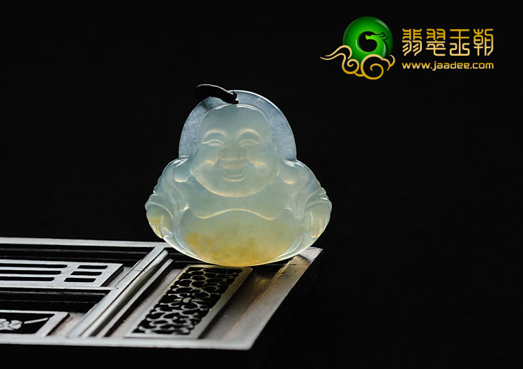 冰种淡黄翡缅甸翡翠玉佛挂件