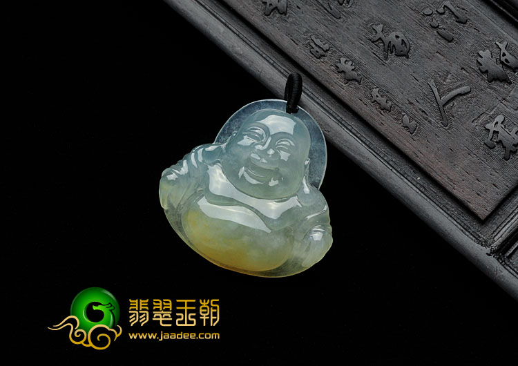 冰种淡黄翡缅甸翡翠玉佛挂件