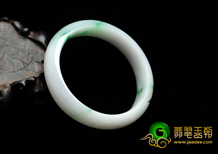 细糯种飘翠缅甸翡翠贴金手镯（53.9mm）