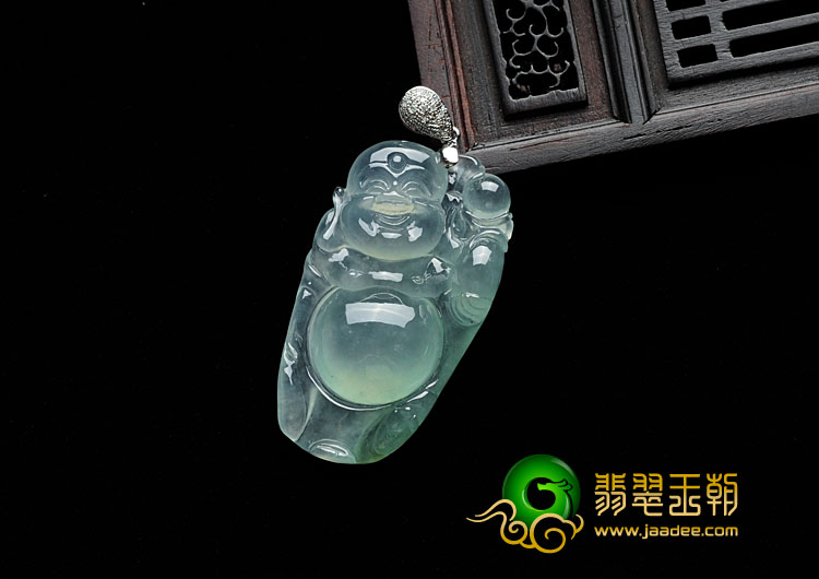 冰种晴水缅甸翡翠逍遥佛挂件