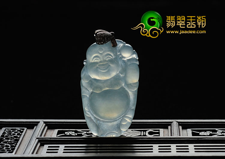 冰种晴水缅甸翡翠逍遥佛挂件