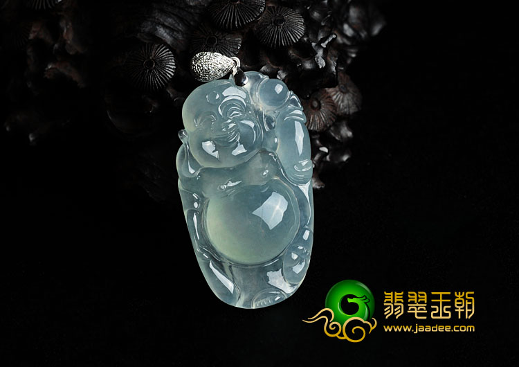 冰种晴水缅甸翡翠逍遥佛挂件