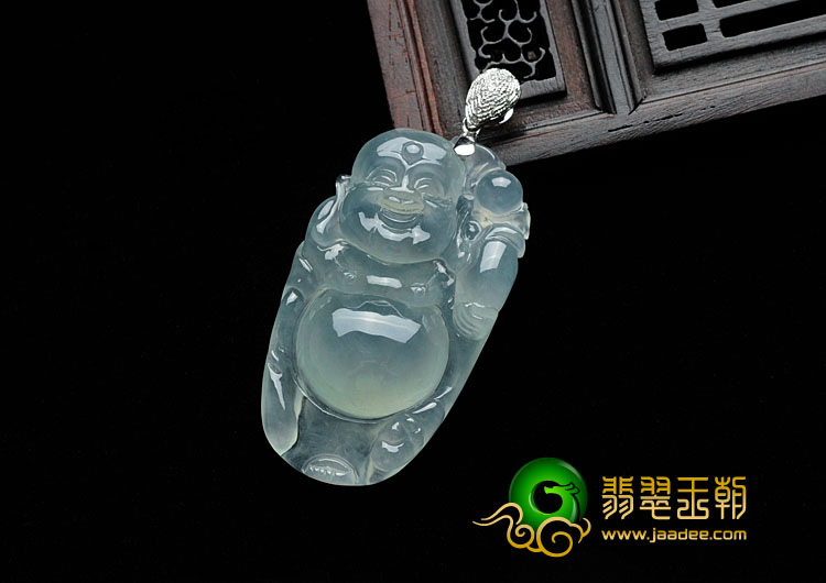 冰种晴水缅甸翡翠逍遥佛挂件