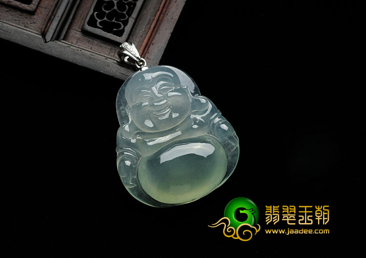 冰种晴水缅甸翡翠玉佛挂件