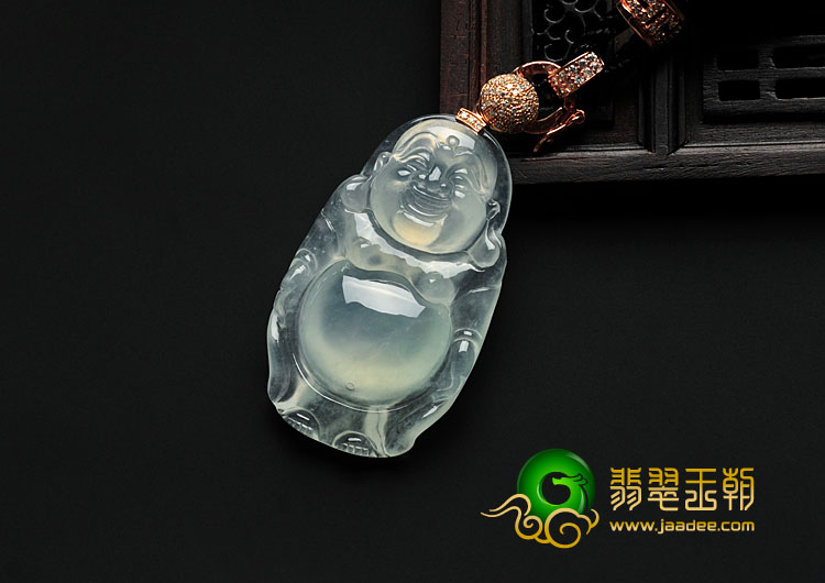 冰玻种晴水缅甸翡翠站佛挂件